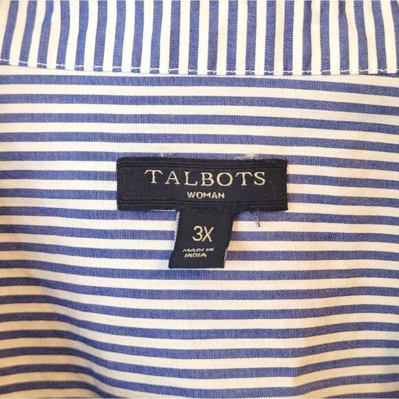 Talbots Women's Blue Striped Jewel Embellished Button Down Shirt Size 3X - Picture 3 of 6